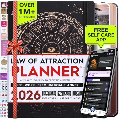 Deluxe 2026 Planner Weekly and Monthly | Law of Attraction Planner with Productivity App | 12-Month for Productivity, Gratitude & Goal Setting | Includes Foldable Vision Board, Gift Box & Stickers