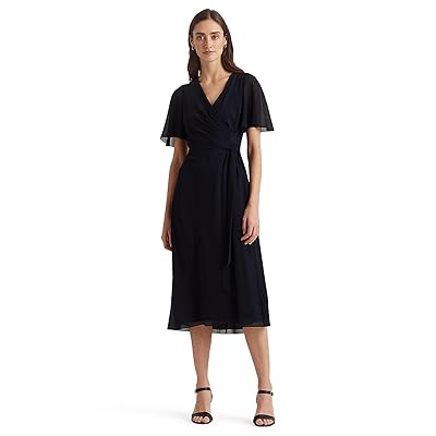 Lauren Ralph Lauren Georgette Flutter Sleeve Dress Women