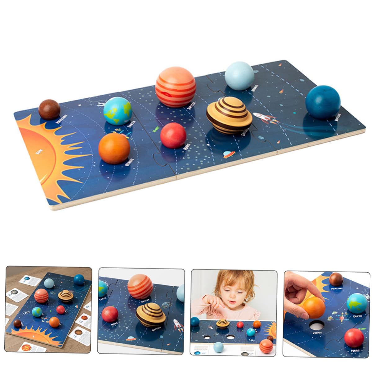 Bloques Cognitivos Planetarios en Madera, 1 Juego Infantil para Niños | Preescolar, Piezas Grandes y Superficie Lisa, Diseño Integrado, Mejora Habilidades de Aprendizaje en Aula