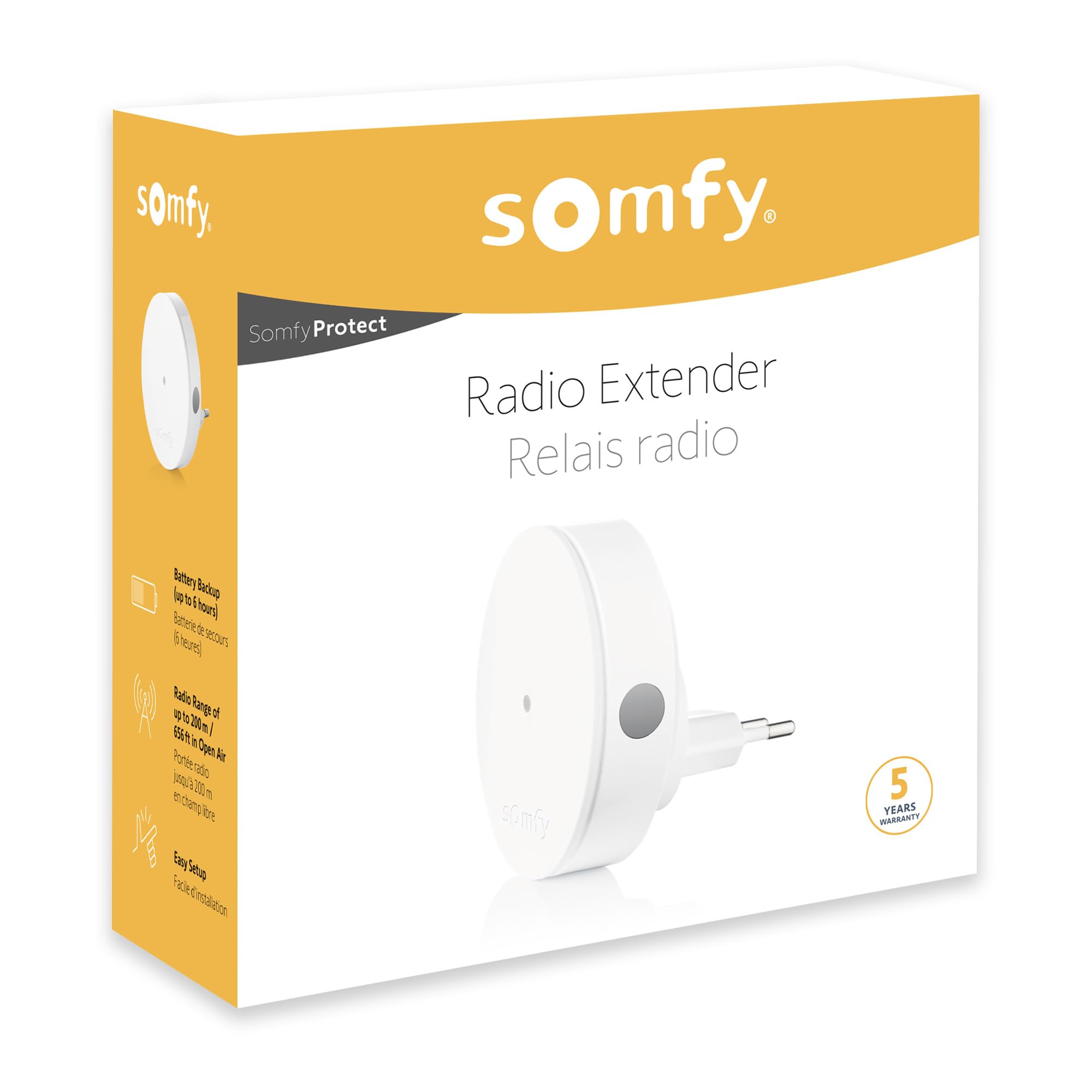 Somfy 2401495 - Extensor De Señal Home Alarm, Fácil De Instalar Con App Móvil, Ideal Para Casas De Dos Plantas,