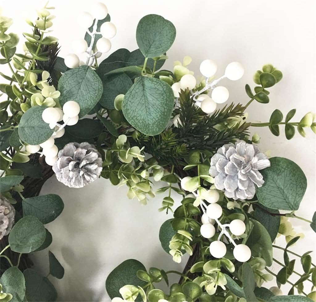 Garland Eucalyptus Leaves White Fruit Red Fruit Garland Holiday Decoration Door Hanging (D 50 * 50cm)