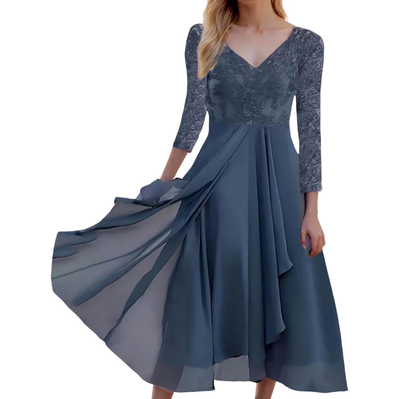 Vestidos de verano 2026 para mujer, de manga larga, casual, estampados, de gasa, vestidos de invitados de boda, vestido de fiesta
