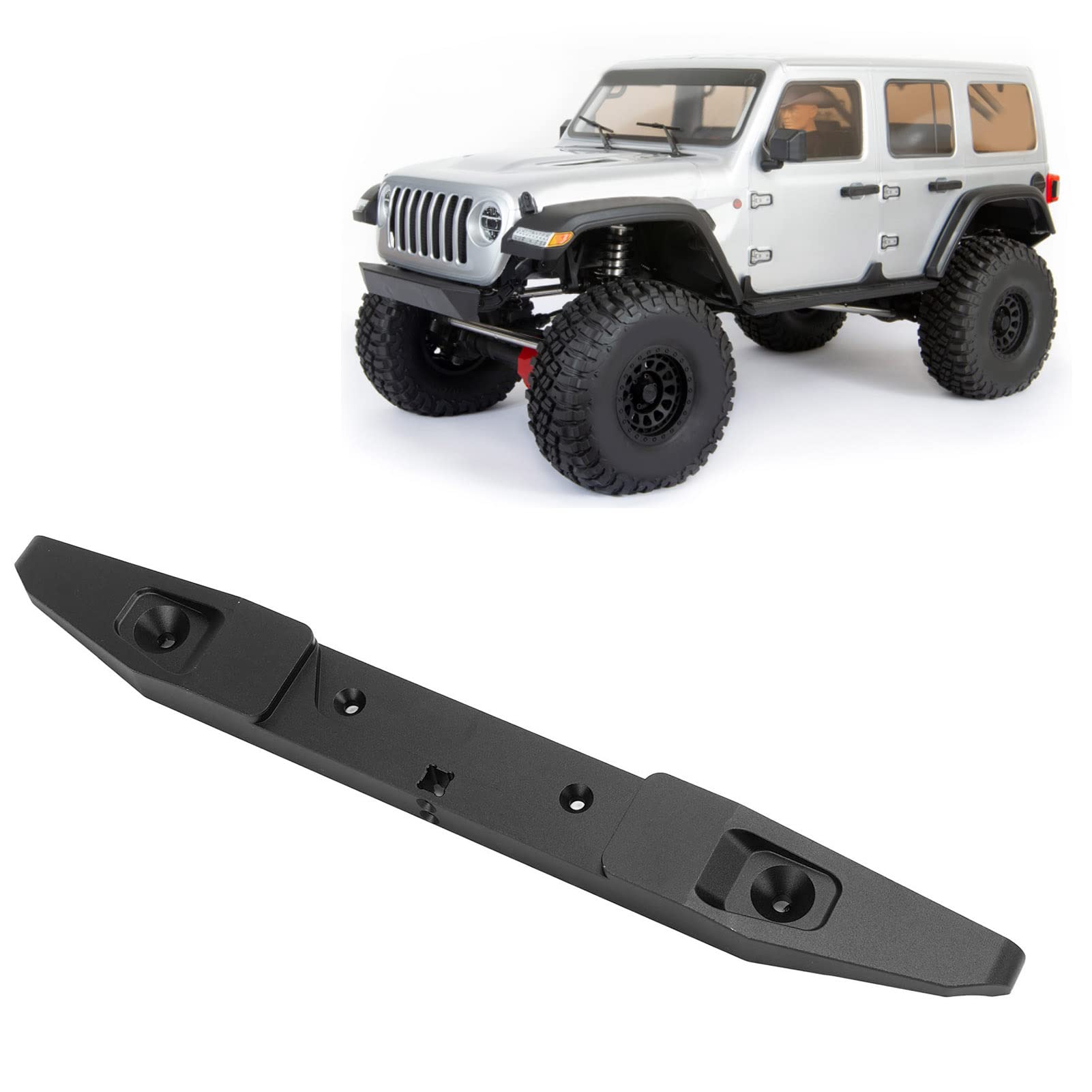 Parachoques de montaje trasero RC, parachoques trasero de aleación de aluminio, piezas mejoradas, accesorios para Axial SCX6 1/6, coche trepador de control remoto (Negra)