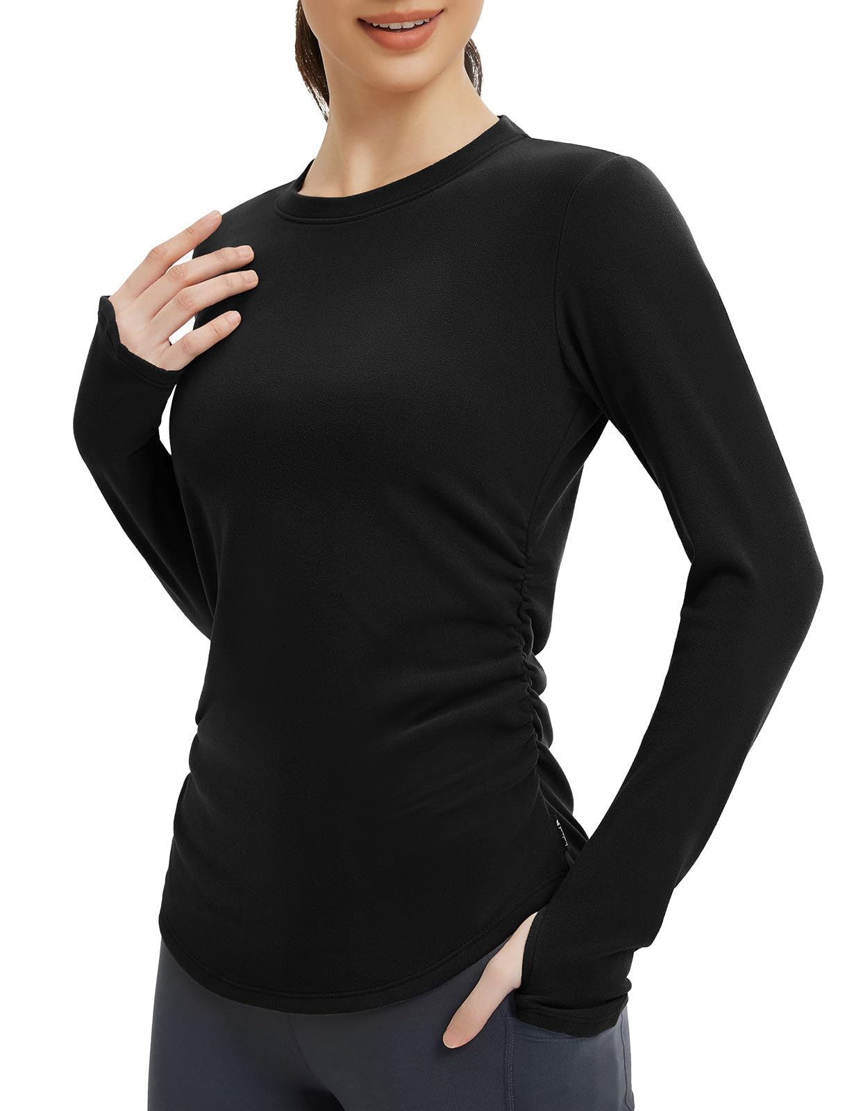 baleaf Womens Thermal Long Sleeve Shirts Fleece Lined Tops Winter Cold Weather Running Gear Base Layer
