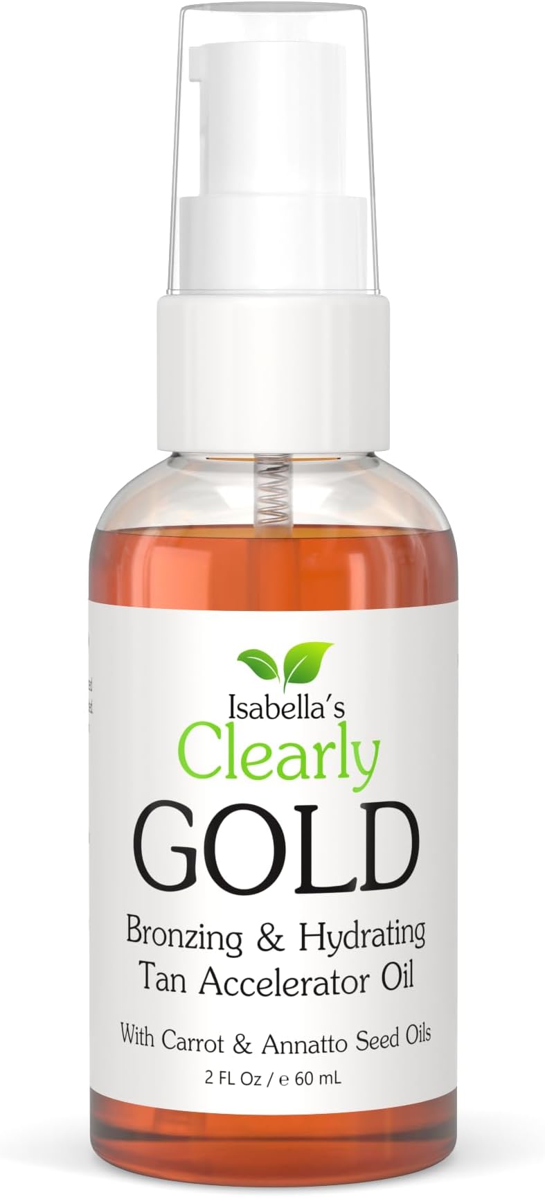 Isabella's Clearly GOLD, Natural Indoor and Outdoor Tanning Oil with Bronzer | Moisturizing Sun Tan Accelerator for a Healthy Bronze Glow with Carrot Seed Oil | Made in USA