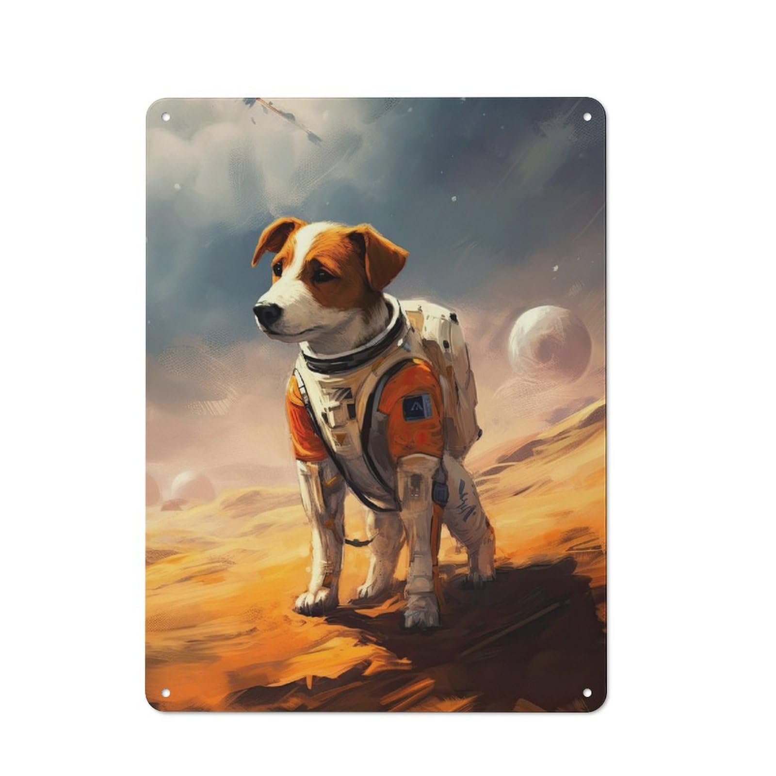 Junmoney Jack Russell Terrier Mars Retro Metal Wall Sign 40X30cm With For Bar Or Restaurant, Gift Idea For A New Home And Metal Sign Collection