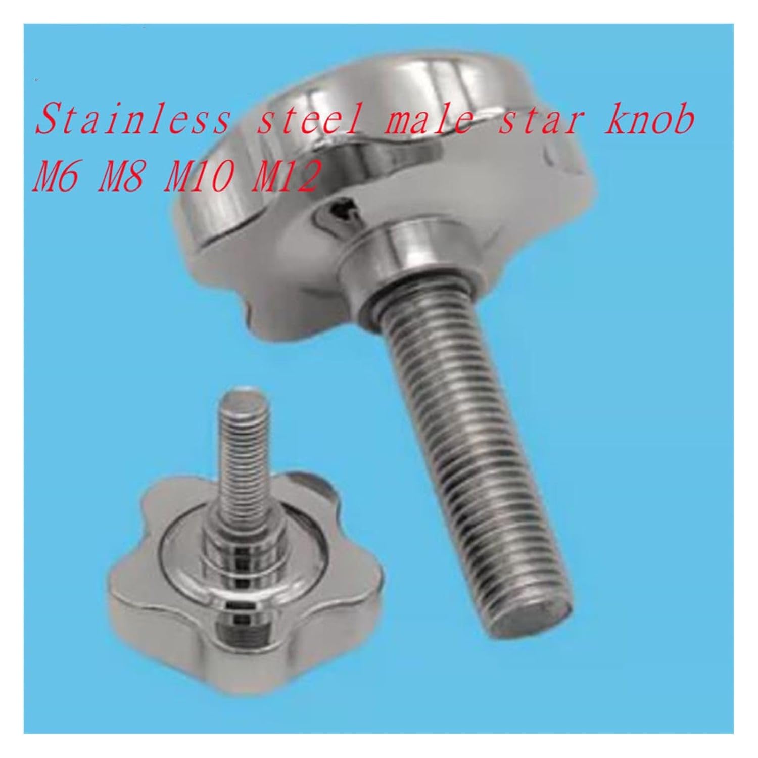 1pcM6 M8 M10 M12 304 A2-70 Stainless Steel Star Male Thread Clamping Handle Bolt Knob Tightening Screw(M6x30)