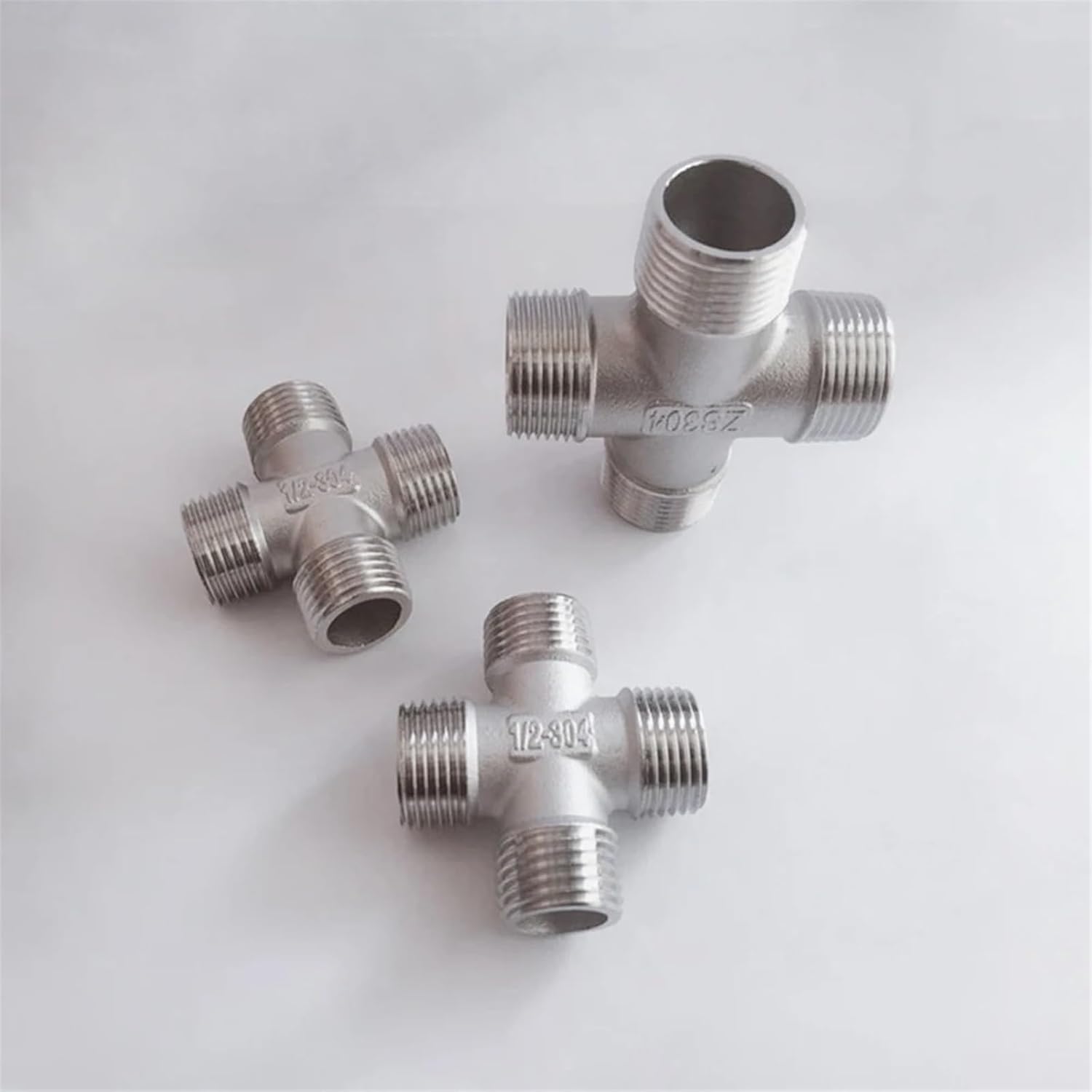 1/4" 3/8" 1/2" 3/4" 1" 1-1/4" 1-1/2" 2" BSPT Male Cross 4 Ways Splitter 304 Stainless Pipe Fitting Connector Wate Gas Fuel Oil(1")