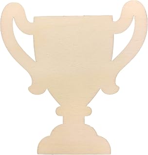 Unfinished Wooden Trophy Shape Cutout DIY Craft 4.5 Inches
