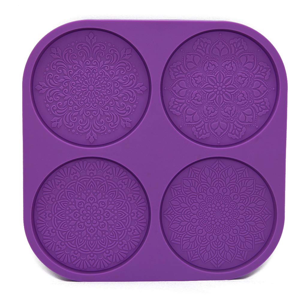 NC Mandala Flower Coaster Silicone Resin Mould Round Coaster Epoxy Resin Mould Craft