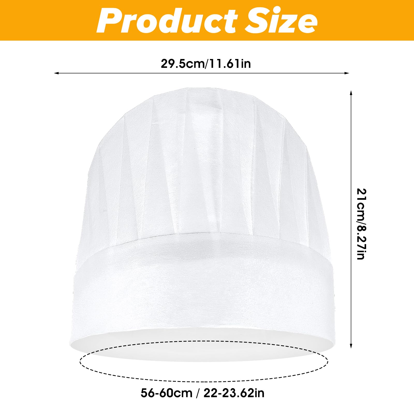 Cappello da cuoco usa e getta bianco 4 pezzi in tessuto non tessuto regolabile