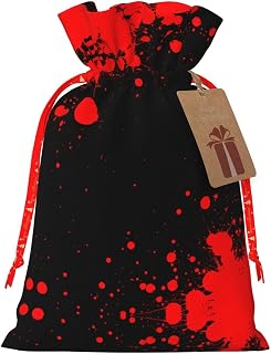 BERMEIZ Splash of Blood for Christmas Drawstring Gift Bags - Holiday Gift Wrapping Bag 8.3" x 11.8" for Xmas Wrapping & Decorations Party Favors