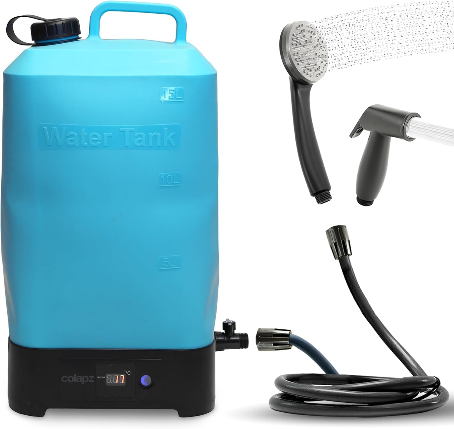 Colapz Campingdusche mit Heizung, 20L Wassertank & Akkupumpe