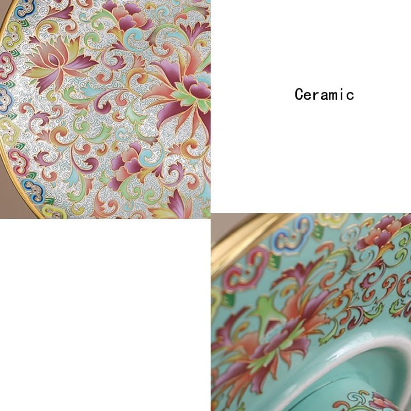 Enamel Colored Chinese Fruit Plate High Foot Ceramic Snack Tea Dim Sum