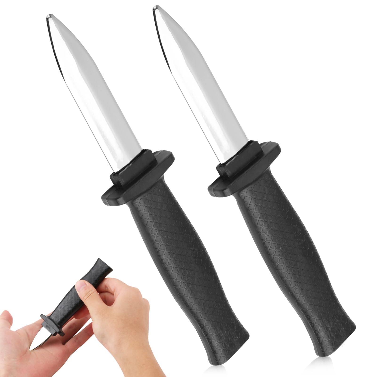 Sangcca 2 PCS Disappearing Dagger Knife, Fake Knife, Magic Tricks Prop for Kids Adults Fool's Day Party Favor, Halloween Plastic Retractable Dagger Prop, Plastic Blade Pranks
