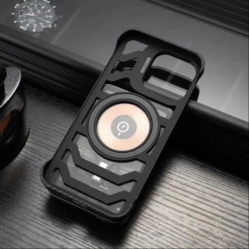 Image of MILLION CASES Back Cover Case for iPhone 14 Pro Shockproof Protective Resilient Carbon Fiber Bracket Case for Men & Boys(Black)