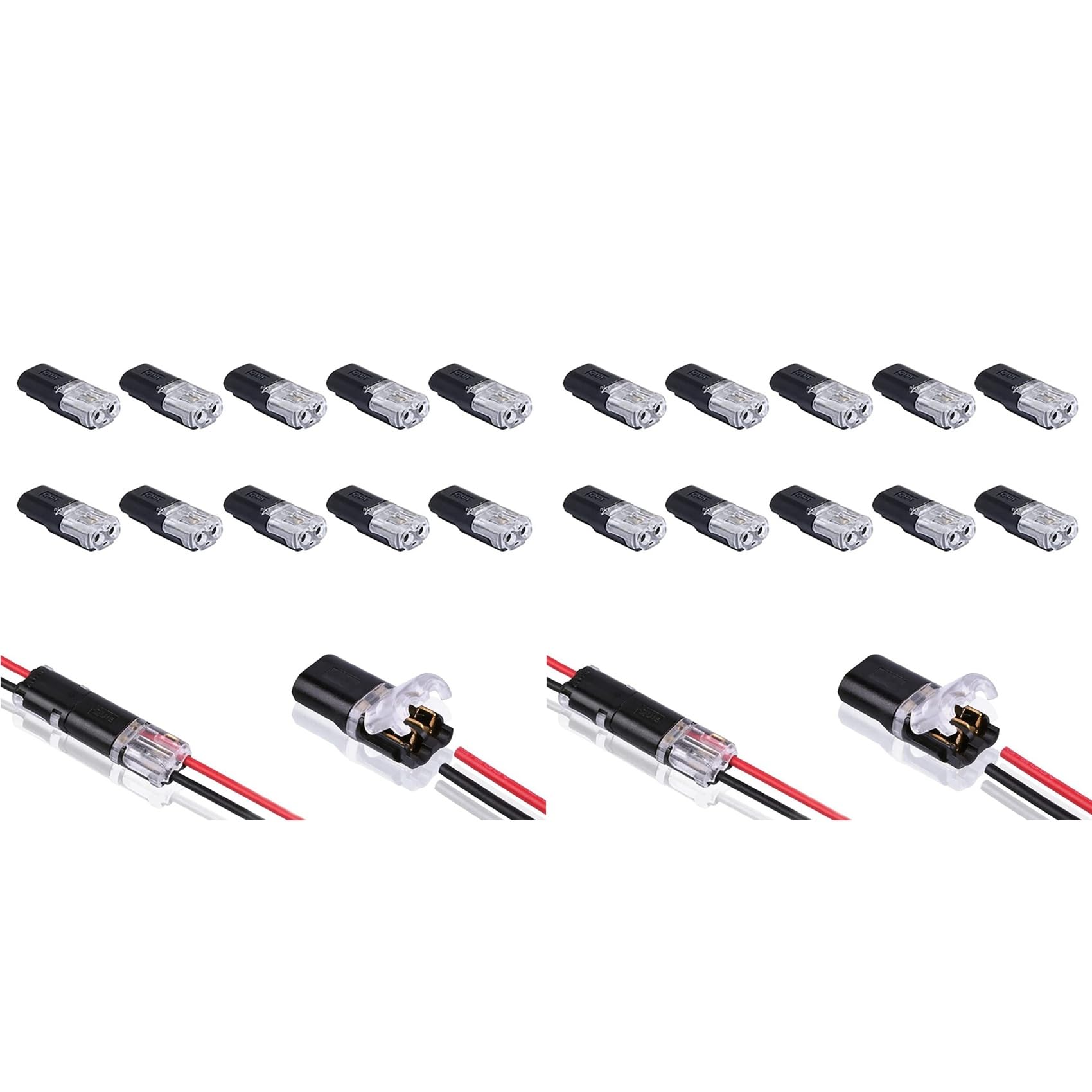 Jnchdghwa As Shown 20Pcs Double-Wire Plug-In Connector With Locking Buckle,Pluggable Connectors 2 Pin 2 Way Universal Compact Wire Terminal