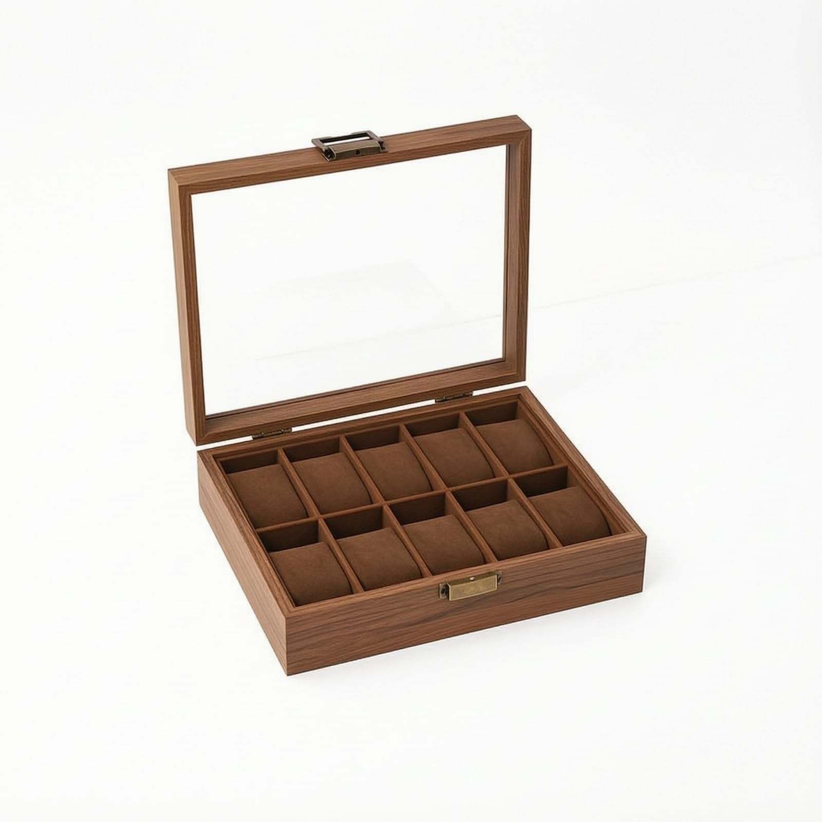 F Fityle Caja Expositora de Relojes Organizador de Relojes Estuche para Relojes Vitrina para Relojes con Cojines Desmontables y Clara Diseño Recto Cuadrado, 27 Cm X 22 Cm X 8 Cm 10 Relojes