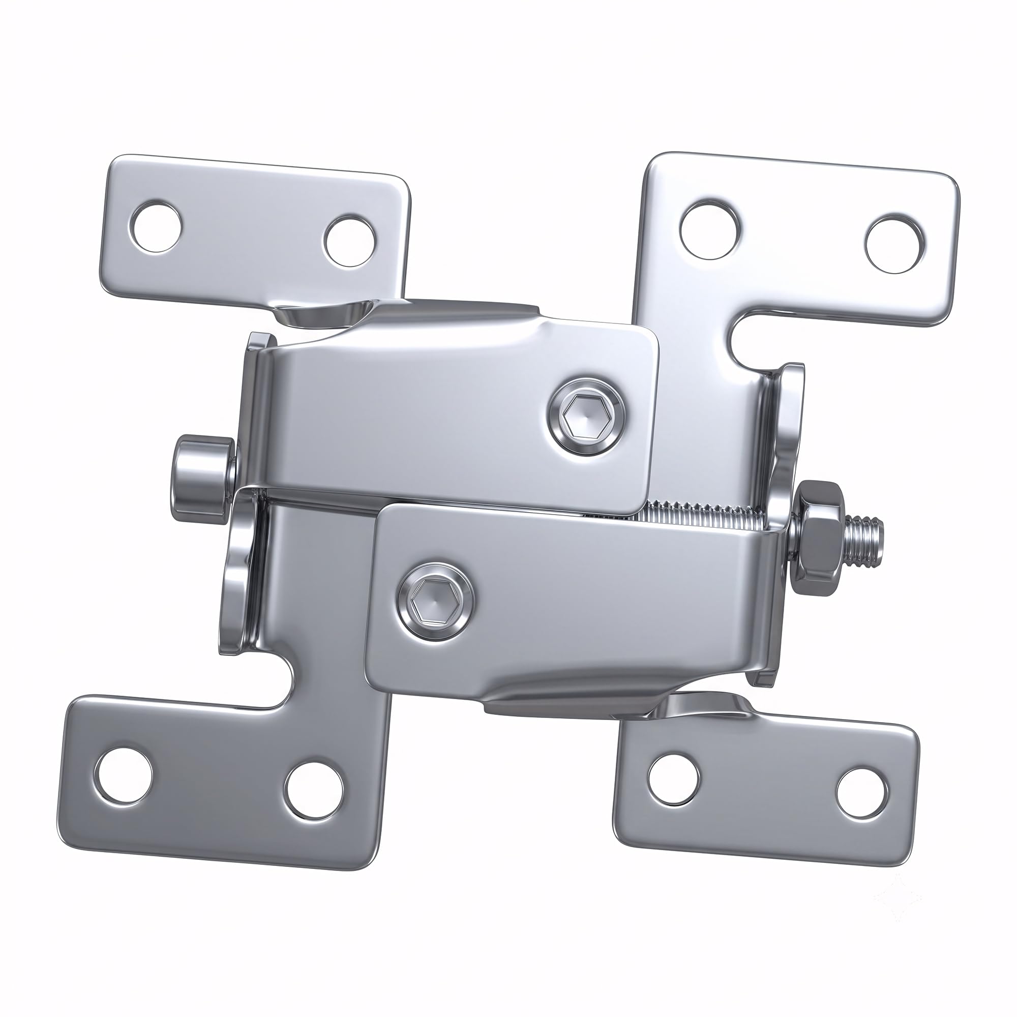Cierres de junta de encimera de doble acción, paquete de 4, cierre de perno abatible ajustable para hardware de conector de mesa de encimera, kit de conector de superficie de carpintería
