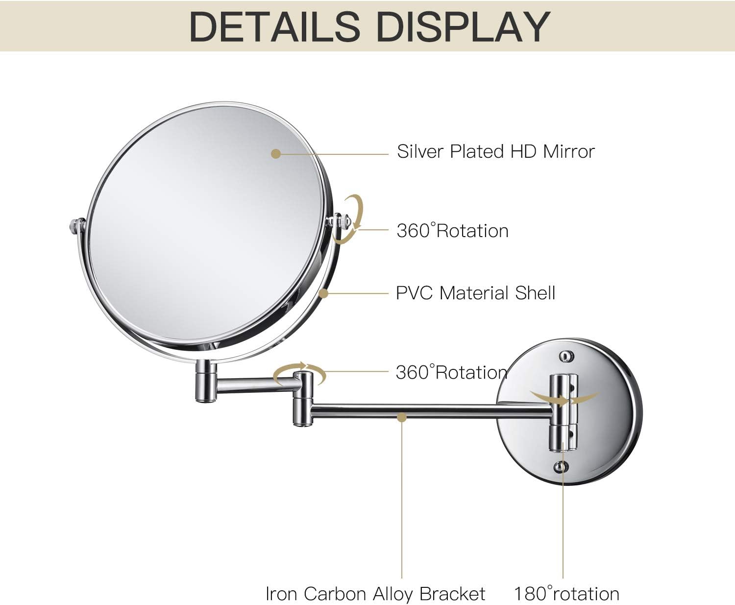 Big Sale GloRiastar 10X Magnification Wall Mounted Makeup Mirror - Double Sided Magnifying Makeup Mirror for Bathroom, 8 inch Extension Polished Chrome Finished Mirror Free Shipping Offer GloRiastar 10X Magnification Wall Mounted Makeup Mirror - Double Sided Magnifying Makeup Mirror for Bathroom, 8 inch Extension Polished Chrome Finished Mirror
