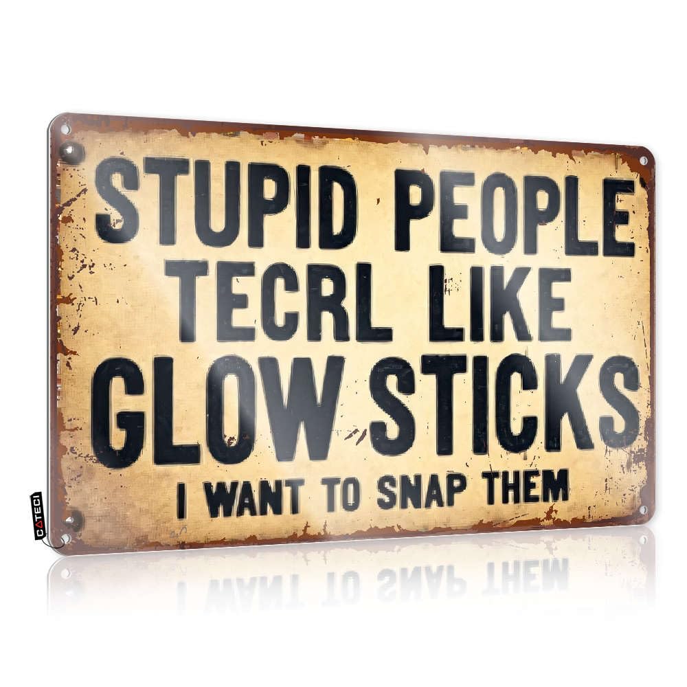 Sujd Colour Stupid People Glow Like Sticks. Tin Metal Decor Statue Decorative | Modern Best Hanging Art For Pool Bar Living Room(30X40cm)