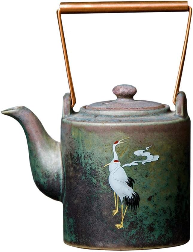 Ceramic Retro Teapot Color Glaze Kettle Green Tea Pot Handmade 400ml