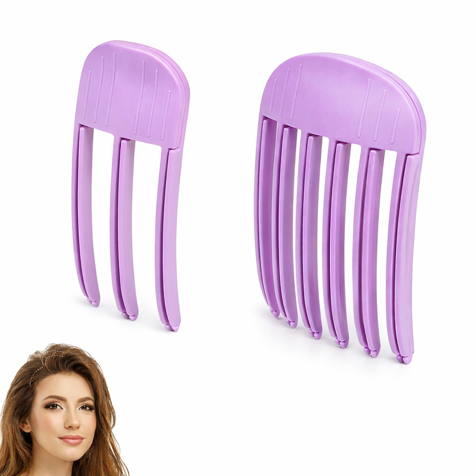 Hair Volume Clip 2 Pack for Fluffy Hairstyles, No-Crease Hair Volumizing Clip Comb, Root Lifting Volume Booster Tool for Full, High Crown Look, Ideal for Blow-Dry Styling for Men & Women