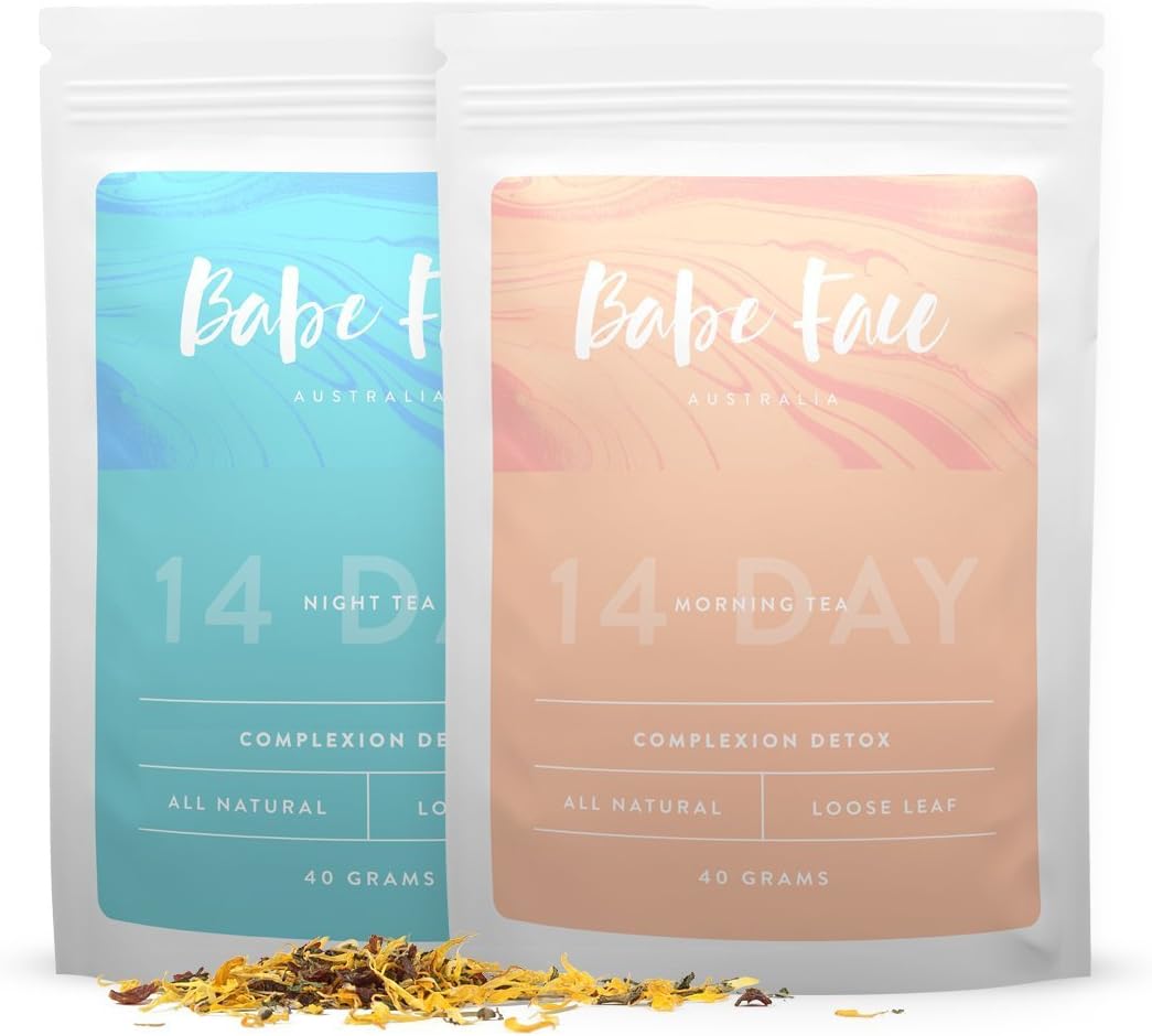 Best Skin Detox Tea, 100% All Natural Complexion Tea by Babe Face, 14-Day Program for Healthy, Anti-Aging Skin Care, Treats Acne, Wrinkles and Lines, Caffeine Free