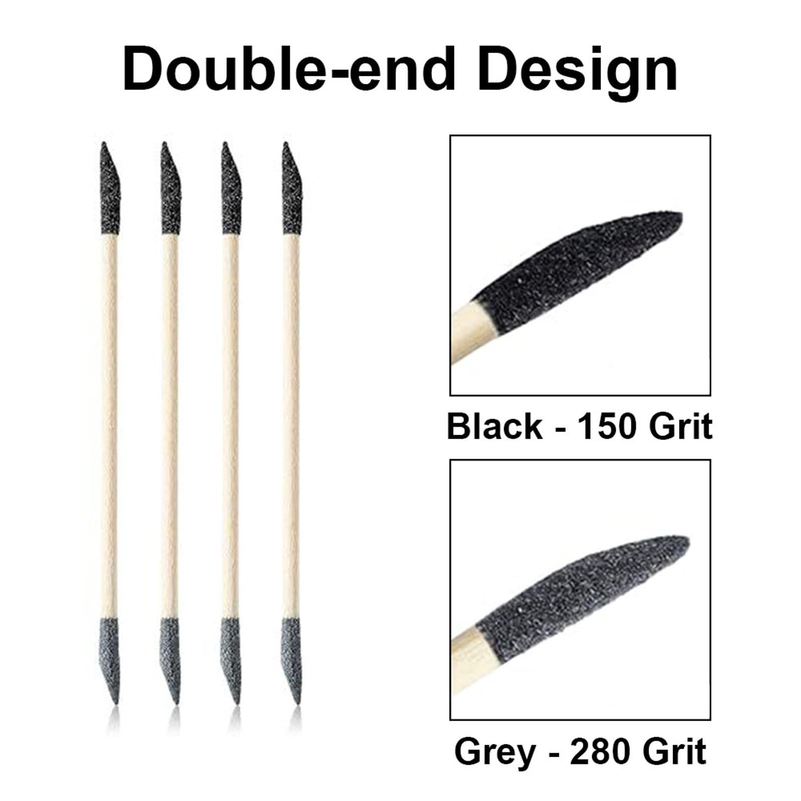 60 varillas de lijado de madera de grano 150/280, ramas de lijado de doble extremo, herramientas de pulido de detalles finos para carpintería, fabricación de modelos