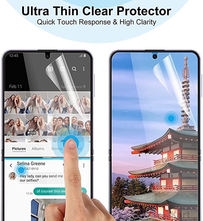 Image of Membrane Hydrogel Screen Protector | Compatible With Samsung Galaxy Z Flip4 5G | 5 Pieces (1-Inner, 3-Back and 1-Hinge) | Self-Healing | Fingerprint Unlock (Pack of 1)