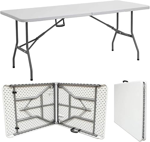 Miniatura 4 de Amazing for Less Mesa plegable de dos pliegues, mesas portátiles de plástico para interiores y exteriores, pícnic, fiestas, comedor y campamento (4