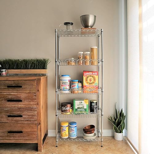 Miniatura 7 de Estantería de alambre cromada de 5 estantes con cestas 24"x14"x60" (cromado)