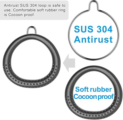 Vista 4 de SELEWARE Anillos de columpio de trapecio, anillos de gimnasia antideslizantes con cuerdas ajustables para gimnasio en casa, patio de recreo, Ninja