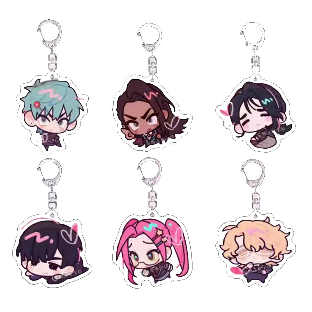 6 Pcs Alien Stages Keychain Anime Figure Cute Keyring Pendant Alien Stages Acryl Chain Decor Merch Collection