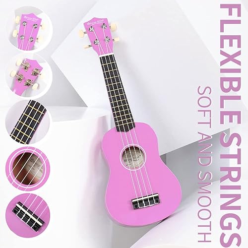 Miniatura 3 de Strong Wind Ukelele soprano - Ukelele de instrumentos musicales con cuerdas para principiantes adultos, ukelele de tilo de 21 pulgadas con bolsa de