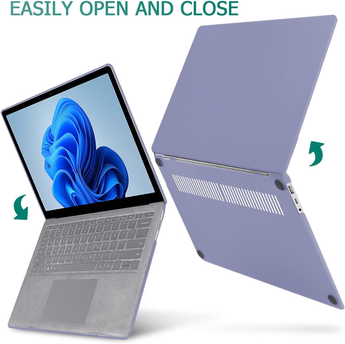 May Chen Case for 13.5" Microsoft Surface Laptop 3/4/5 with Alcantara Palm Rest Model 1867 1958 1950 (2019 2021 2022), Plastic Hard Shell Case with Keyboard Cover + Screen Protector, Lavender Gray - Image 6