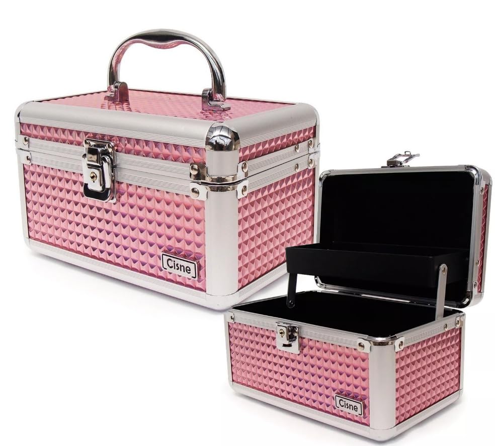 Maleta De Maquiagem Profissional Pequena Cisne Ruby's Vazia Porta Jois Acessórios (Rosa)