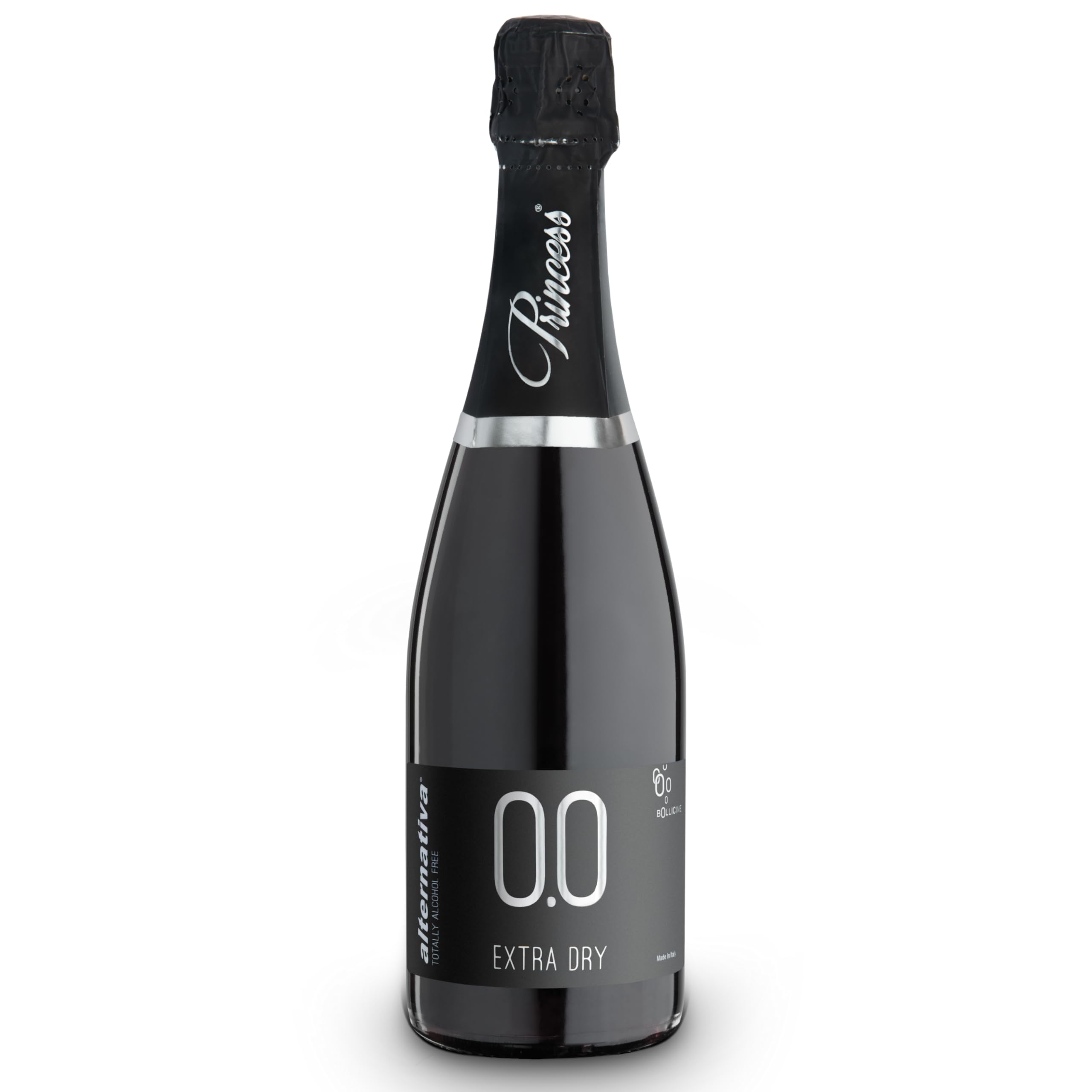 Princess Bollicine Bianco Extra Dry Dealcoholized 0.0% Non-Alcoholic Champagne Sparkling Wine From Italy 750ml, Halal Certified and Vegan