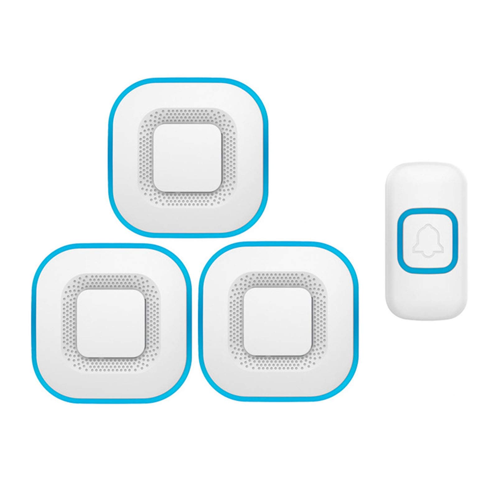 Sonnette sans fil étanche IP44 avec 3 récepteurs enfichables et portée 300m coloris blanc