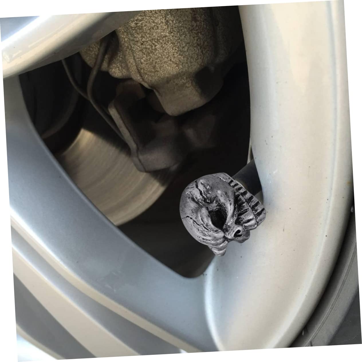 SOLUSTRE 3sätze Skull Ventilkappen Für Motorräder Und Fahrräder Aus Langlebigem Resin Kreative Schädel-Design Und Installieren Für Bike-zubehör Silber
