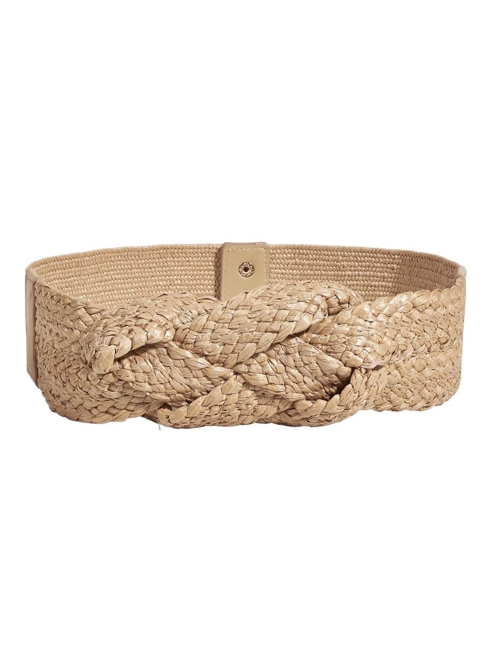 Zmcgno Unisex Camel Elastic Wide Belt Women's All-Match Hand-Woven Dress Color Girdle Linen Woven Pp Straw