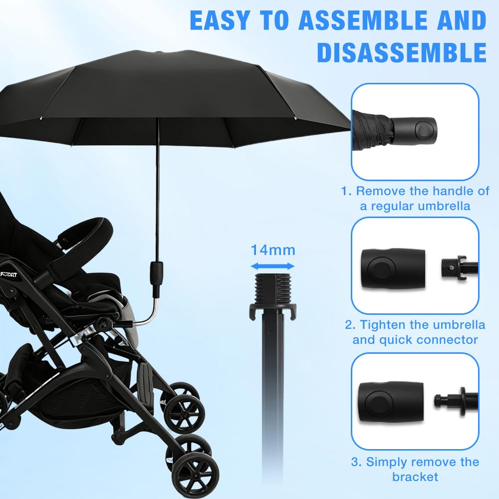 Mineup Sonnenschirm Sonnenschutz Für Kinderwagen & Buggy, Universal Sonnenschirm Kinderwagen, Kinderwage Regenschirm, Sonnenschir Buggy, UPF 50+, Faltbarer, Bequem Und Bequem Für Rund- Und Ovalrohre