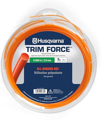 Husqvarna 529337002 Trim Force Round .080 x 400 pies, línea de recortadora de cuerda de 1 libra, naranja
