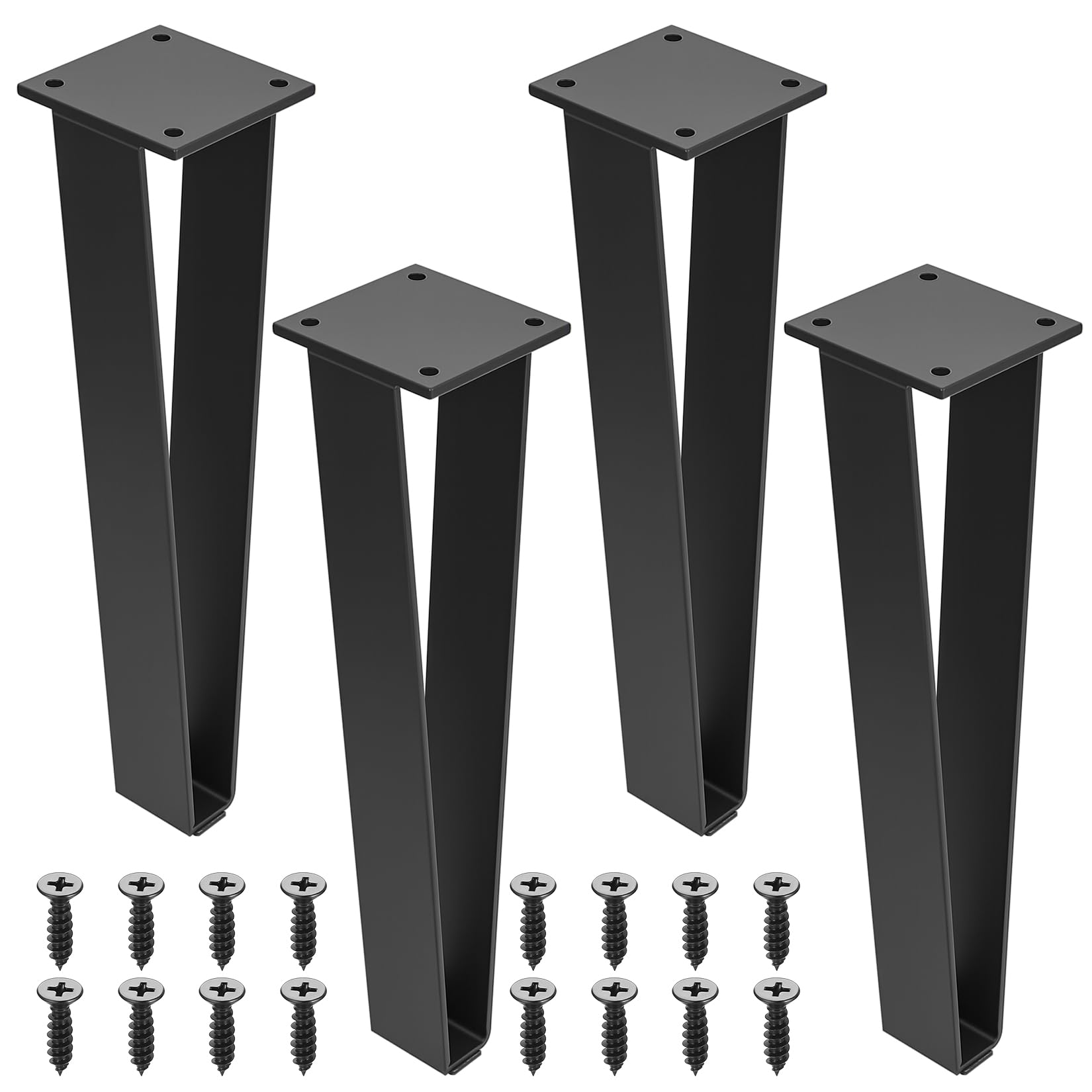BJBJJIU 4 Pcs Hairpin Table Legs, 30cm/11.81 inch Black Metal Furniture Legs for DIY Cupboard Chest of Drawers TV Cabinet Nightstand Wardrobe Bench Coffee Table Leg + Screws & Protector Feet Pads โ image 1