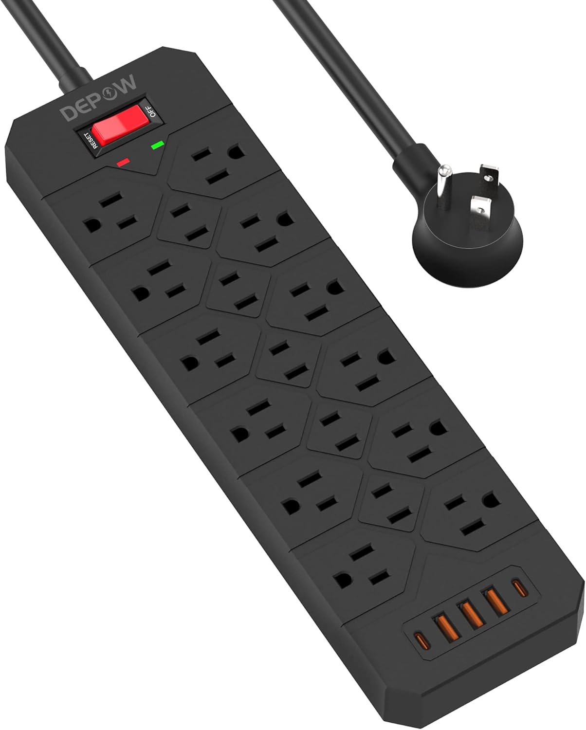 DEPOW Power Bar Surge Protector (3,400 Joules), 17 AC Multiple Outlets