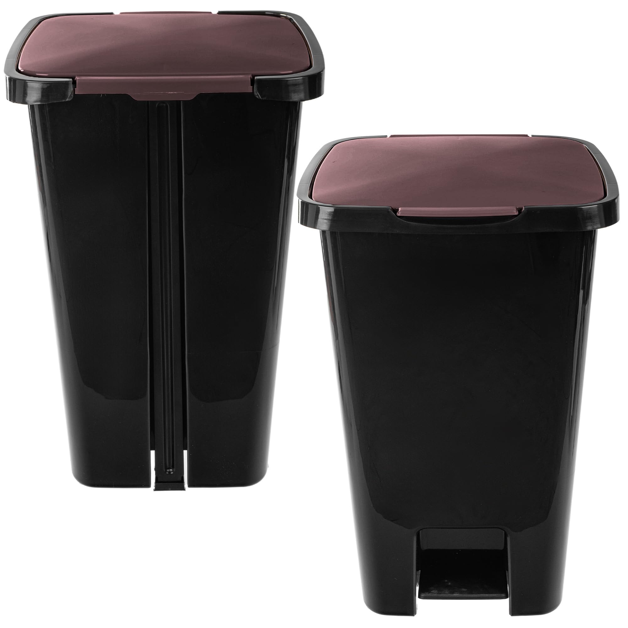 KADAX Pattumiera a pedale da 45 litri, con pedale e coperchio, grande pattumiera per la raccolta dei rifiuti, pattumiera a pedale in plastica, pattumiera con pedale (marrone)
