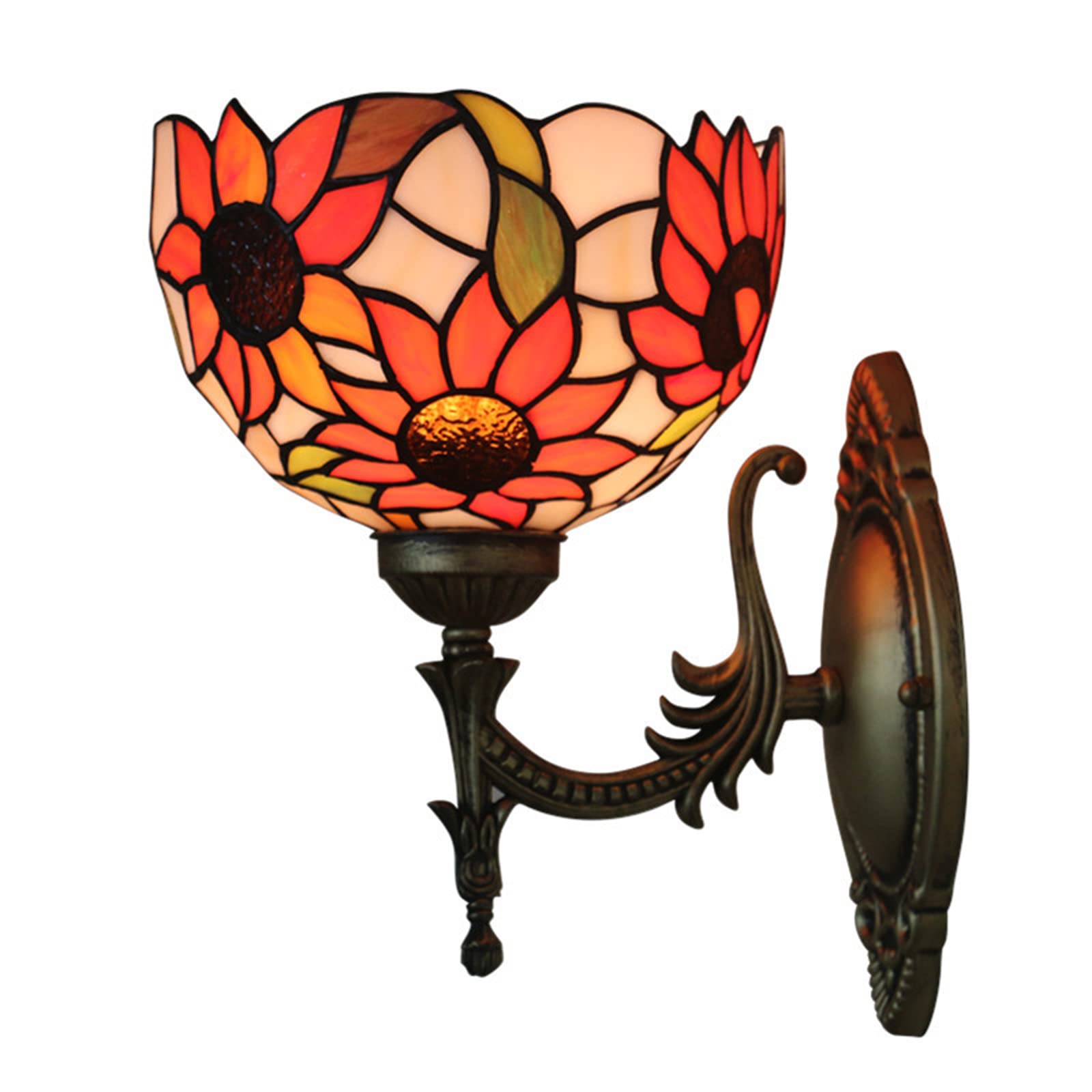 WEITOL Wall Sconce Lamp 7.8Inch Tiffany Style Sunflower Stained Glass Wall Lighting Fixtures for Living Room, Bedroom, Hotel, Corridor, Art Craft Gift