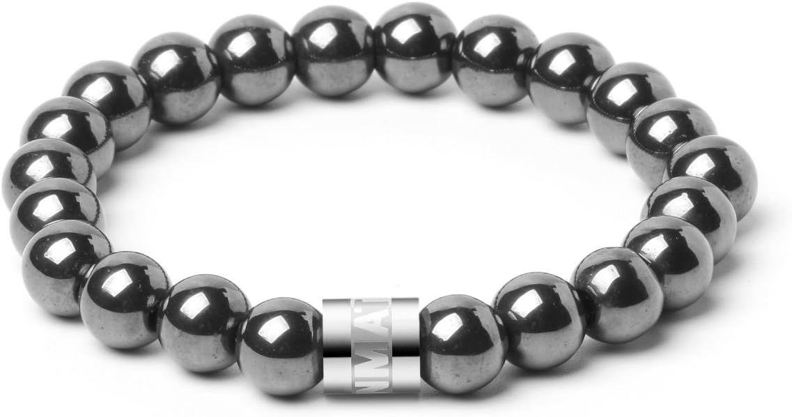 MATT HANN Titanium Steel Pyrite Bracelet 8mm Original Handmade Grouding Stone Protection Mens Bracelet