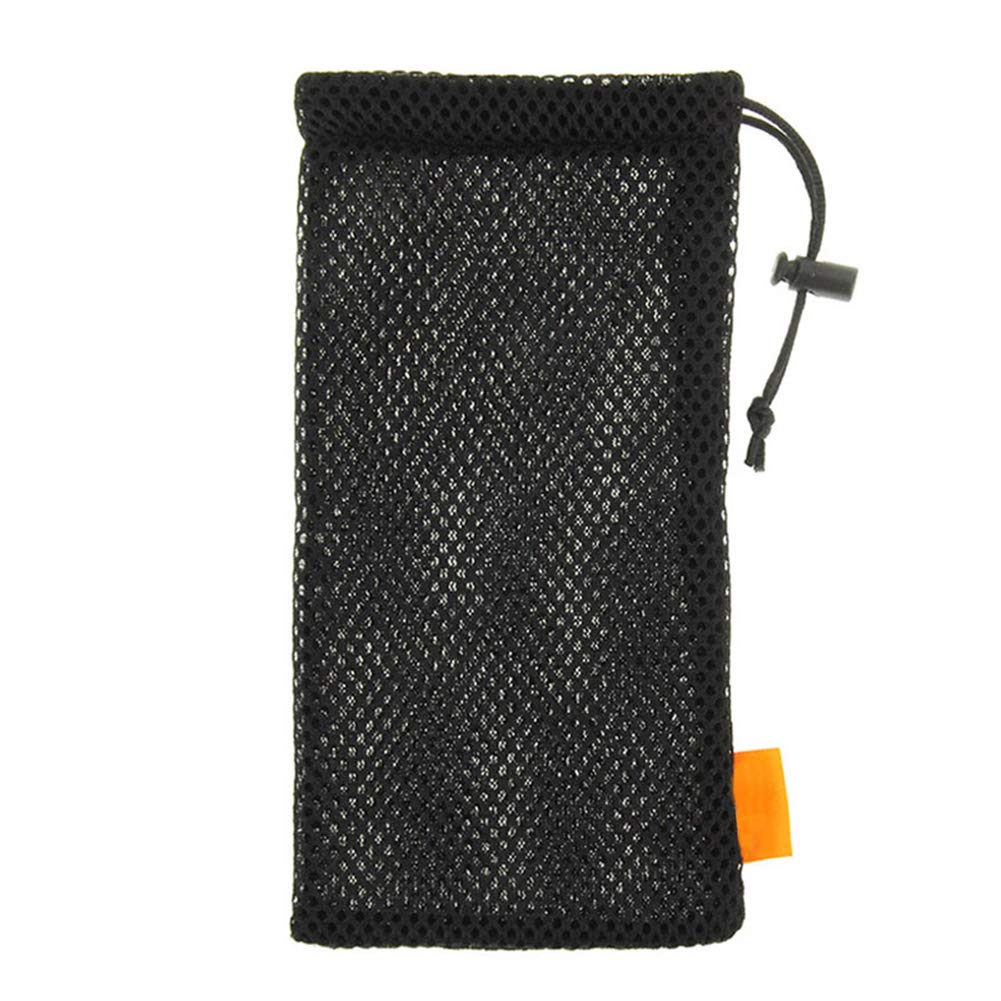 Storage Bag Drawstring Carrying Case Cover Holder Protective Nylon Phone Pouch Mesh Mobile Universal Portable Power Bank(5.5 InchBlack)