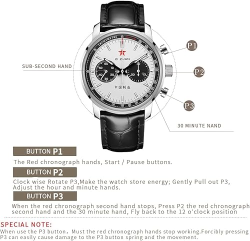 Miniatura 5 de MUKEMAO Pilot Chronograph Panda Dialplate 42mm Men Mechanical Original Seagull 1963 ST1901 Movement Hand-Winding Wrist Watch with Gooseneck Spring